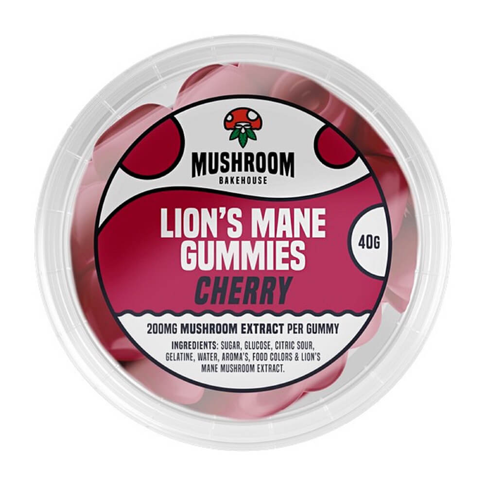 Gomas Lion’s Mane Cereja 200 mg – Mushroom Bakehouse 40 g