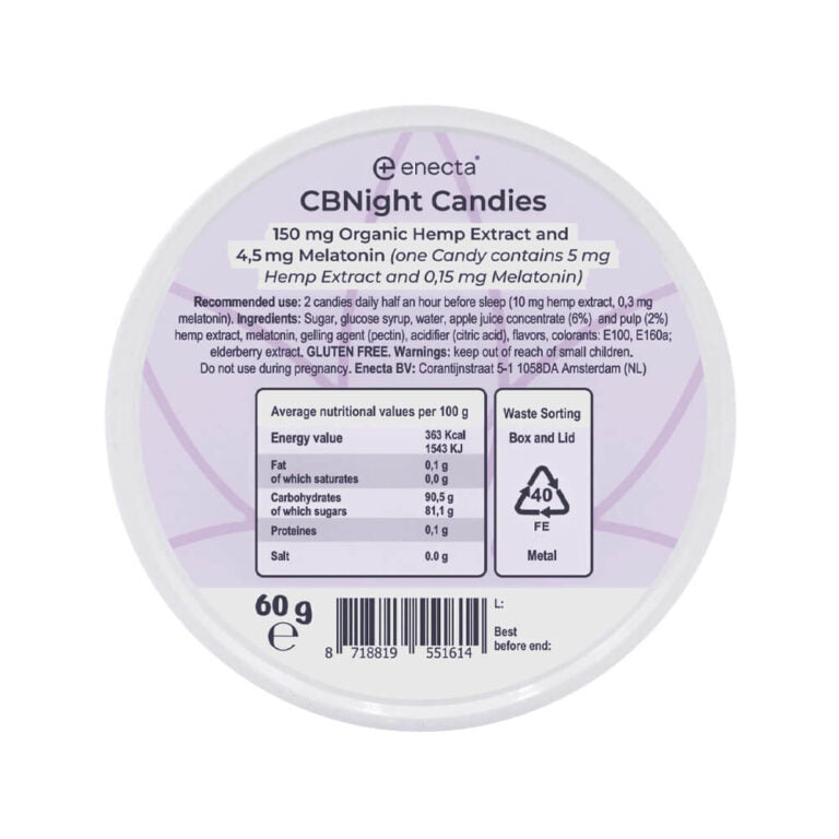 Enecta CBNight Gummies CBD, CBN e Melatonina - 30 Unidades